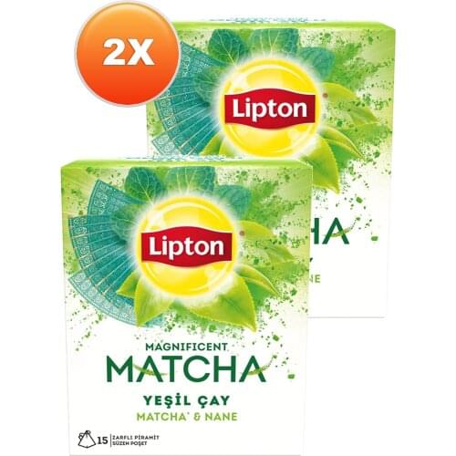 WITH ITS WONDERFUL DRINK Lipton Magnificent Matcha Mint Glass Tea Bag 15 x 1,5 Gr. Binary Set FREE SHİPPİNG