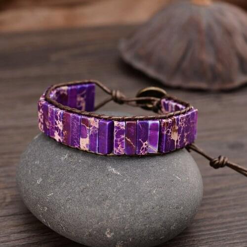 Vintage Bohemian Bracelets Tube Natural Stone Leather Wrap Bracelet Bestfriend Gifts Drop shipping