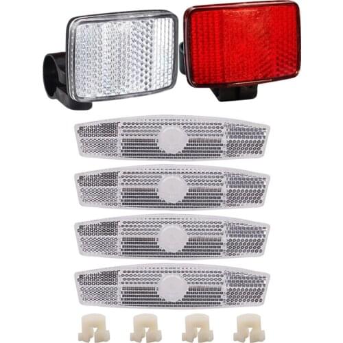 Mountain Bike Reflector Set Replacement MTB Bicycle Front Rear Reflectors Warning Night Riding Safety Lens Cycling Equipment