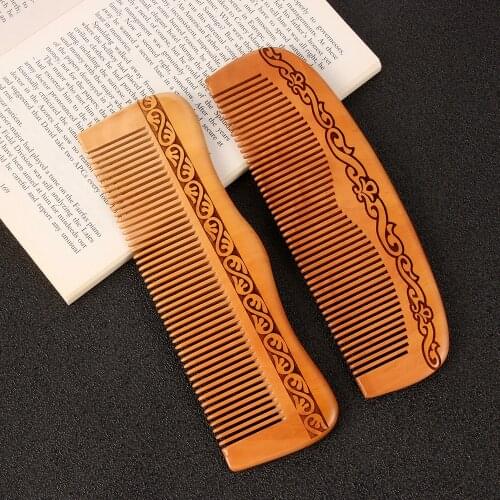 1 PC Anti-static Detangling Beard comb Natural Peach Wood Comb Close Teeth Head Massage Hairbrush Hair Care Tools For Travel