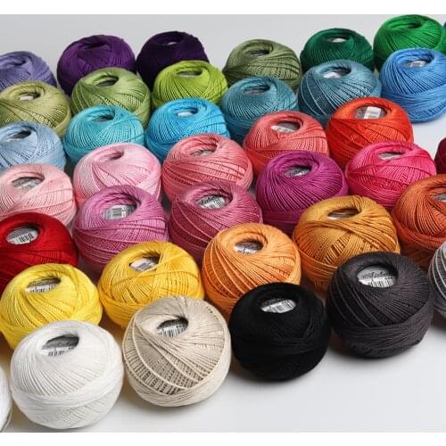 Size 3 Cotton Pearl Thread 100% Egyptian Long Staple Cotton Yarn gassed double mercerized 6 strands tatting 50 grams per ball