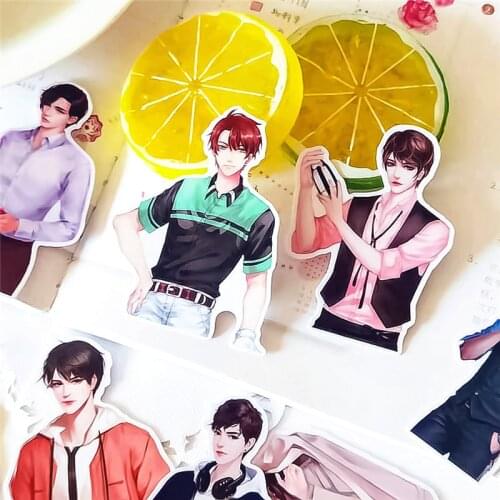 16pcs cute Pretty Street Fashion gentleman boys Decoration Stationery Sticker Diy Diary Scrapbooking Label Sticker Stationery