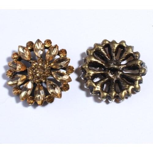 5PCS 25MM High Quality Gold Crystal Metal Buttons With A Hole For Sewing Rhinestone Buttons For Dress Shoes Clothing