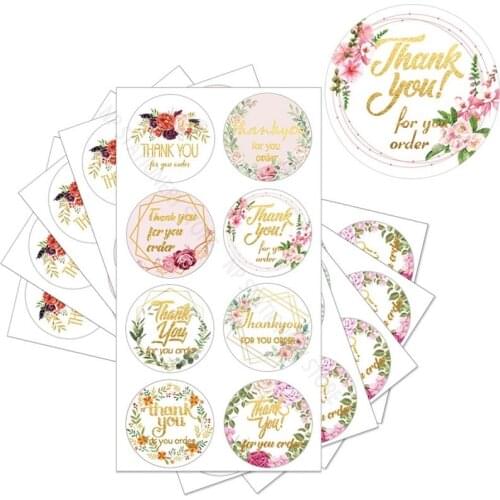 8pcs Flowers Leaves Fresh Thank You Sticker Label Wedding Birthday Party Seal Sealing Stickers Packaging Envelope Diy Decoration