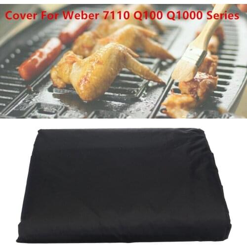 Oxford Fabric Garden Patio BBQ Stove Grill Cover UV Resistant Fit for Weber 7110 Q100 Q1000 Propane Grills Black