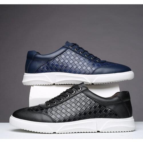 ERRFC New Arrival Fashion Mens White Casual Comfort Shoes Plaid Flat Platform Designer Man Leisure Daily Show Zapatos 38-48 Blue