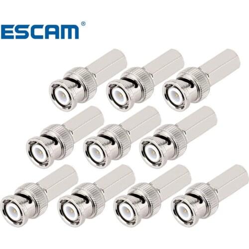 ESCAM 10pcs/lot BNC Male RG58/RG59/RG60 Connector 10pcs kit for CCTV/DVR/AV Devices