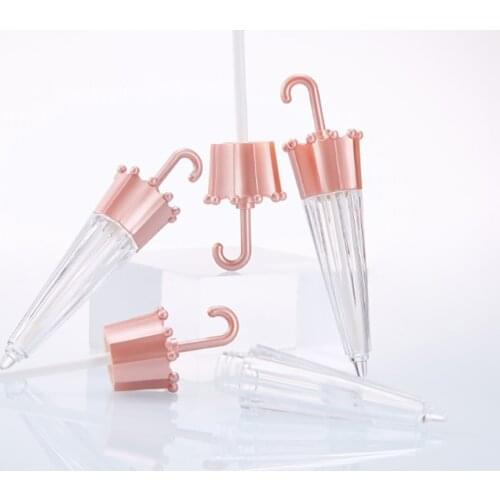 5 /10Pcs 5.5ml Creative Umbrella Shaped Empty Lip Gloss Tube Lip Glaze Containers Refillable Cosmetic Bottle DIY Vials Rose Golb