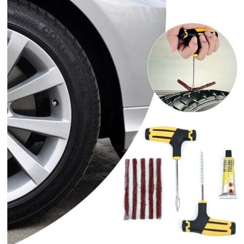 Car Tire Repair Tool Tire Repair Kit Studding Tool Set Auto Bike Tire Repair Puncture Plug Garage Car Accessories