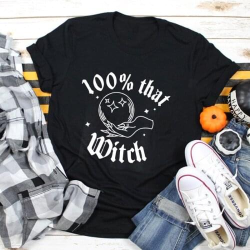 100% That Witch T-shirt Funny DNA Test Witch Tshirt Fashion Autumn Women Graphic Halloween Party Top Tee Shirt Dropshipping