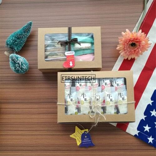 Brown Kraft Paper Box With Window Gift Box cajas de carton Packaging Cookie Macaron Box Wedding Gift Box 18*12*5cm/21*15*6cm