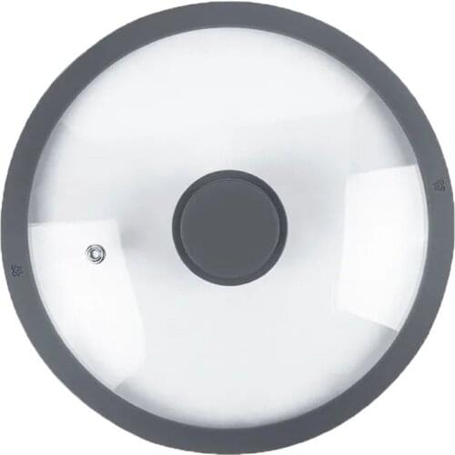 Schnesland Tempered Glass Lid with Grey Silicone Rim- Heat Resistant Handle, Dishwasher Safe