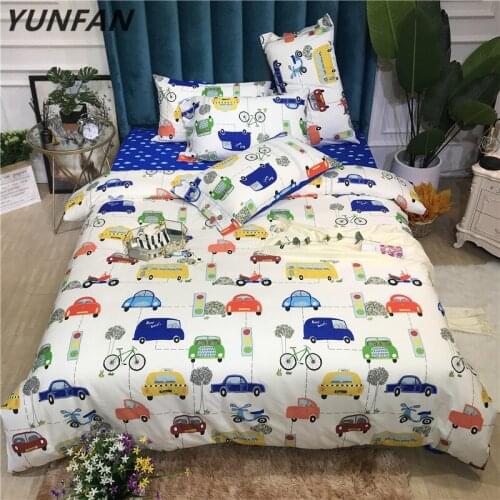 Cartoon car bedding Set 4pcs Bed Sheet Duvet Cover Pillowcase hot sell Childrens home textile twin queen king quilt cover sets