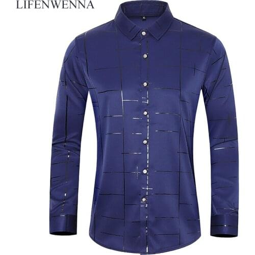 LIFENWENNA Autumn Top Quality Mens Boutique Shirt Casual Plaid Print Long Sleeve Mens Business Social Shirts Plus Size 6XL 7XL
