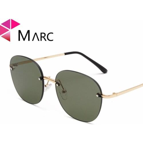 MARC Brand Vintage Sunglasses Men Women Glasses Fashion Oval Round Rimless Square Ocean lens Colorful Lens Shades UV400