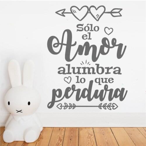 Solo El Amor Alumbra Lo Que Perdra Wall Stickers Spanish Quotes Viny Waterproof Wallpaper Decals For Home Decor Poster RU2036