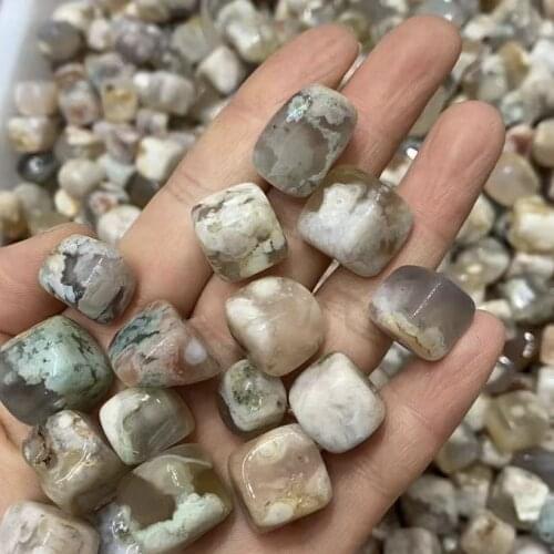 Natural cherry blossom agate tumbled stones bulk cube tumble stone