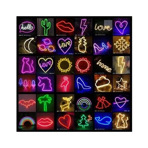 NEW Screative LED Neon Light IP42 Multiple Styles Shape Romantic Night Lights for Christmas Birthday Gift Lovely Room Decoration