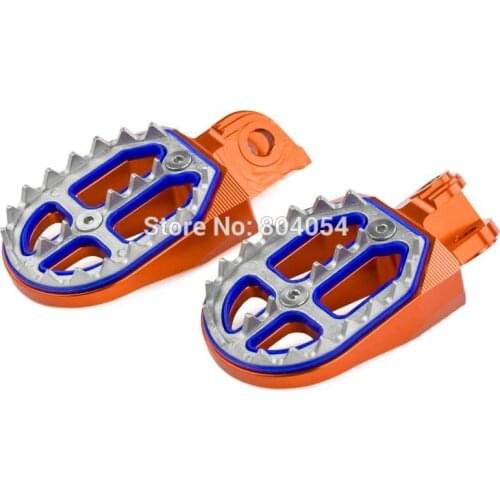 Orange BILLET CNC PRO-BITE WIDE FAT FOOT PEGS FOR KTM EXC XC SX SXF 125-530cc 1998-2015