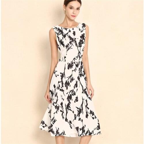 Printing Vintage Dress New Women Sleeveless Large Swing Sexy Party Dress Plus Size