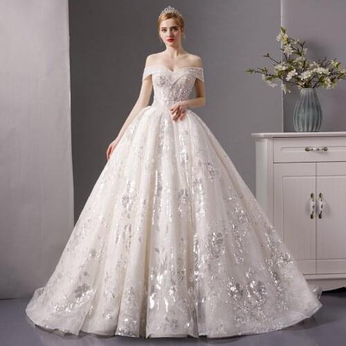 6074 robe de soirée de mariage vestidos de novia 2020 sweetheart sequin dress sukienka koronkowa vestido de novia con mangas