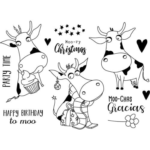 Cattle Transparent Clear Stamps for DIY Scrapbooking/Card Making/Kids Christmas Fun Decoration Supplies