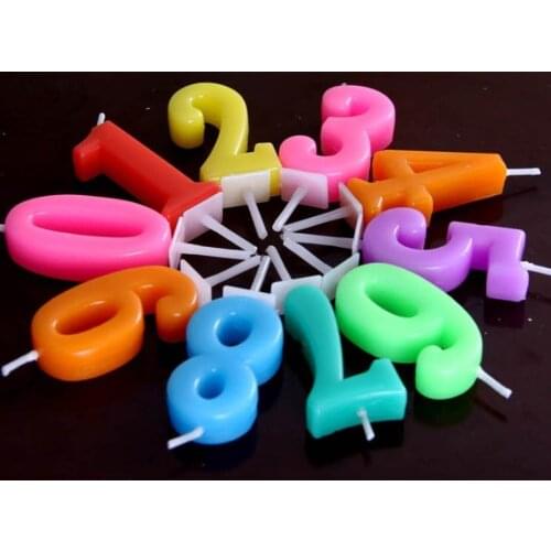 1Pcs 0-9 Colorful Number Cake Candle Birthday Party Supplies Cake Topper Anniversary Cake Numbers Age Candle Party Decorations