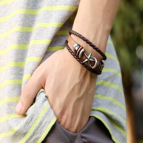 CIBOCIBO Luxury Bracelet Men Punk Brand Design Leather Wristband Bracelet Men Vintage Pulsera Hombre 2021 Gifts For Men