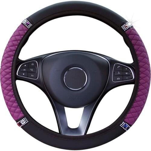 Bling Crystal Car Steering Wheel Cover,Easy Install Vehicle Hubs Not Moves Pu Leather Steering-Wheel Case For Lada Granta E7 X45