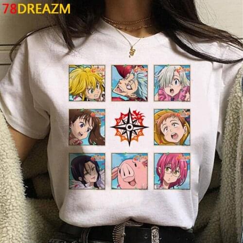 Seven Deadly Sins clothes male couple harajuku kawaii graphic tees casual print summer top clothes aesthetic plus size