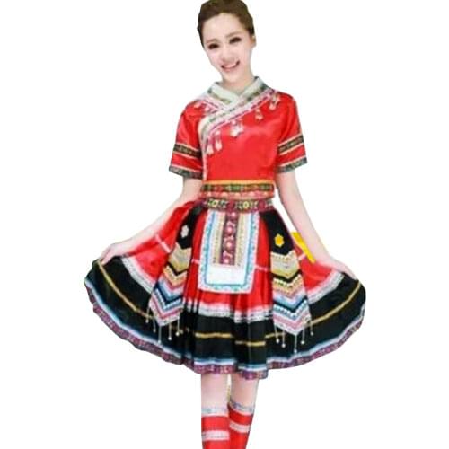 2015 Dancing costume girl Women Hmong Miao Clothing Ancient Traditional Dance Chinese Dress Miao Hmong Plus Size Clothes set