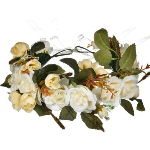 Rustic Flower Crown Hair Wreath Hairbands Bridal Bridesmaid Girls Garland Hawaiian Beach Vacation Party Wedding Hair Accessories