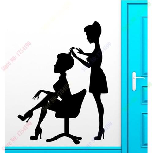Beauty Girl Vinyl Wall Sticker Sexy Girl Salon Hair Stylist Spa Pvc Wall Decal Hair Shop Decoration Glass Window Decoration