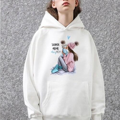 Long Sleeve Super Mom Womens Oversized Hoodie Mothers Love Print Sweatshirt Harajuku Femme Hoody Powerpuff Girls Couple Tops