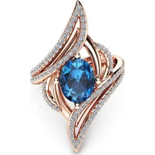 Ofertas Fashion Creative Two-color Inlaid Oval Large Zircon Geometric Female Engagement Rings for Women Whole Sale