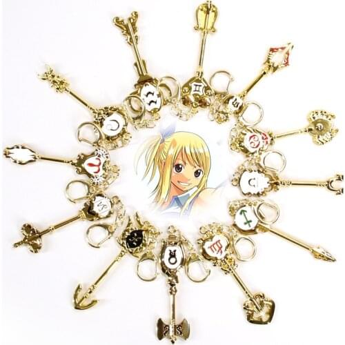 1/1 Cartoon Anime Fairy Tail Zodiac Star Spirit Magician summons Key Twelve Constellation Keychain Cosplay Gift