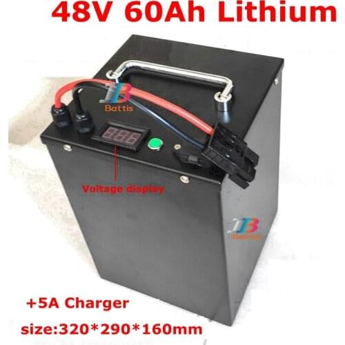 48V 60AH lithium battery 48v +5A Aluminum case Charger for 48V 4800W 2880W Solar street lamp AGV Moving tower Electric handling