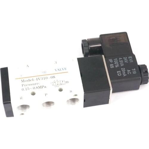 4V310-08 1/4" BSPT 12VDC 24VAC/DC 36VAC 110VAC 220VAC 380VAC 5 Ports 2 Position Single Solenoid Pneumatic Air Valve