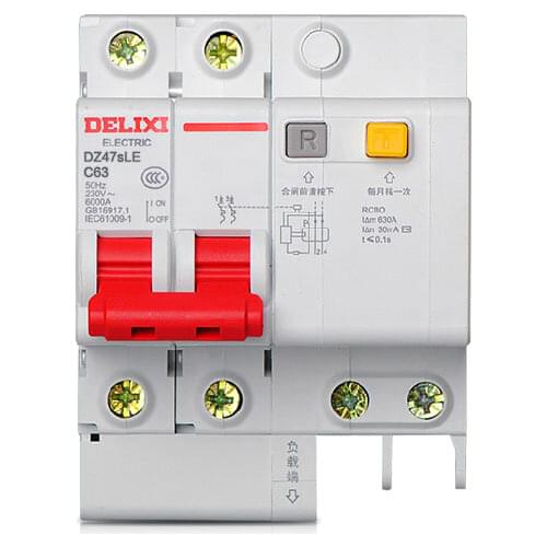 Residual current Circuit breaker with Highly sensitive 30ma 0.1s protection DZ47SLE-4P Overcurrent short circuit protection