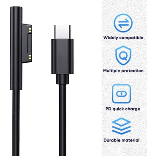 Fast Charging USB Type-C Power Supply for Microsoft Surface Pro 7 3 4 5 6 15V 3A PD Tablet Charger Adapter Cable Cord