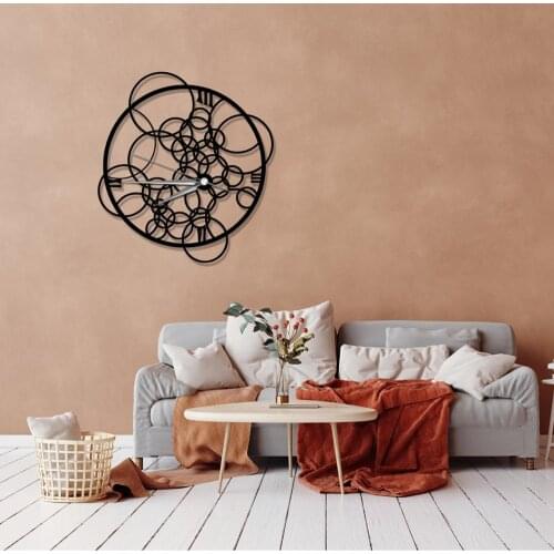 Orbit Large Black Metal Quiet Wall Clock Modern Stylish Design Items for House Living Room Study Room Bedroom Office Decoration