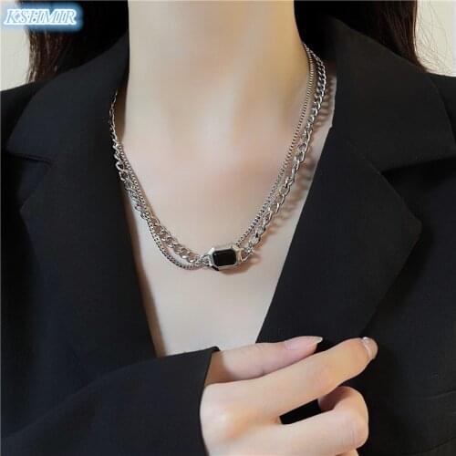 Kshmir Euro-American style minimalist double laminated band necklace INS spliced collarbone chain choker chain sweater chain