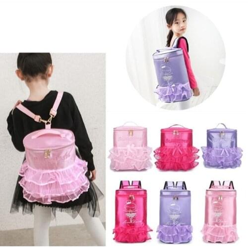 2021 Children Girls Princess Dance Backpack Bag Kids Fashion Lace Shoulder Dance Latin Ballet Gym Storage Bags Large Capacity