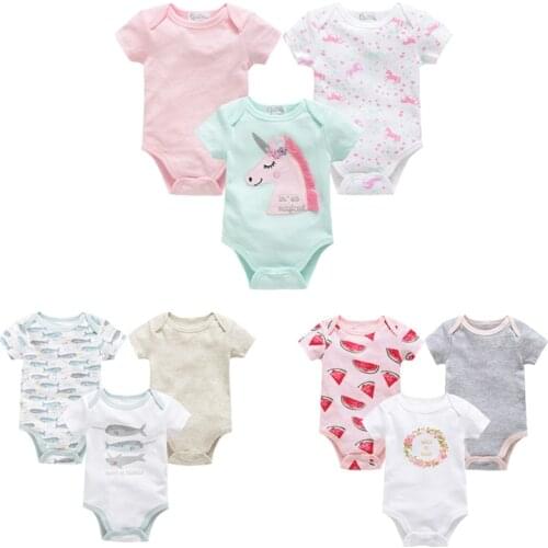 Newborn Baby Romper 3pcs Boy Bodysuits 100%Cotton Cartoon Cute Infant Girl Jumpsuit