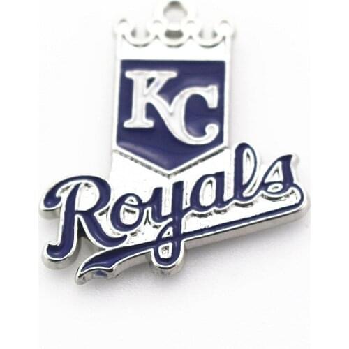 Hot Selling 10pcs/lot Kansas Baseball Sport Charm Dangle Charms Diy Jewelry Accessory Bracelet enamel Hanging Charms