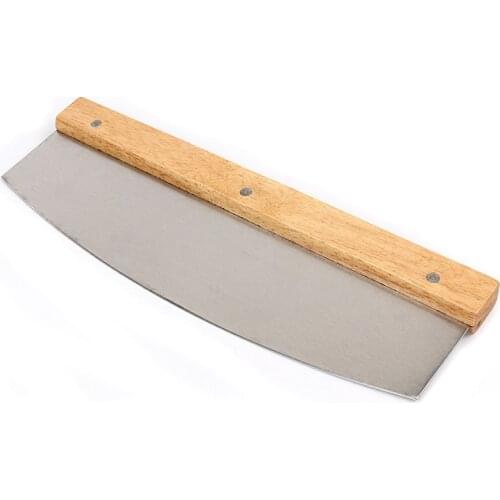Baking tool stainless steel wooden handle curved knife wooden handle half moon Pizza Cutter bread swing knife flour knife