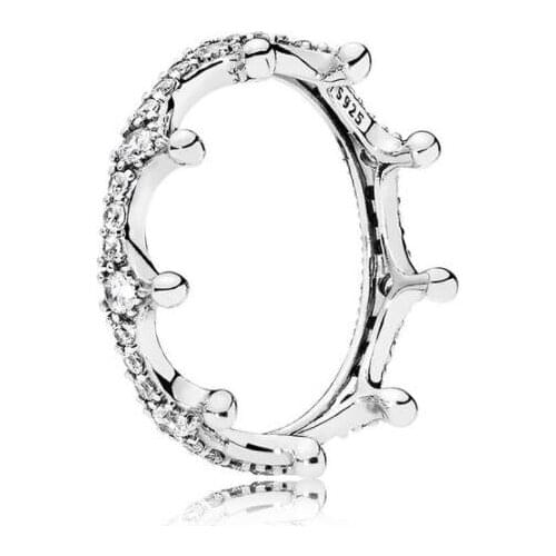 925 Sterling Silver Pandora Ring Shinning Enchanted Crown Rings Stack For Women Wedding Party Gift Fine Jewelry