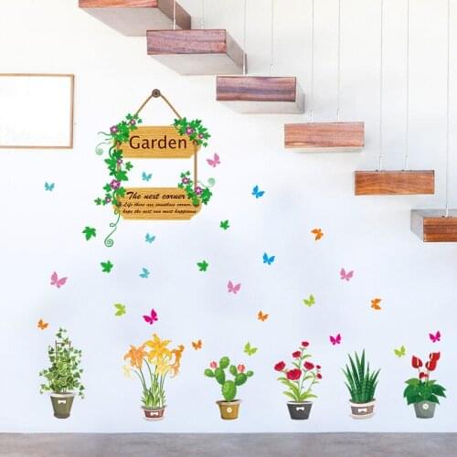 Creative Potted Garden Wall Stickers Window Glass Decoration Decals Living Room Wall art Bedroom Decorative Restaurant Stickers