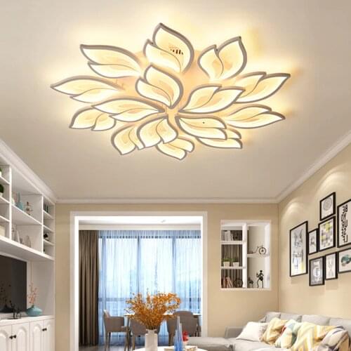 Modern LED Ceiling Chandeliers Lights With Remote Control for Living Room Bedroom Kitchen White Luminaires petal Lighting Lamp