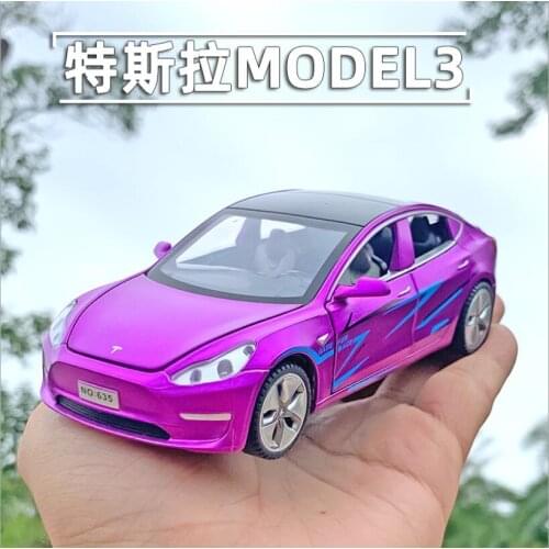 Car Model 1/32 NEW Tesla MODEL3 Alloy Car Model Childrens Gifts Sound And Light Toy Open Door Toy Car Model Decoration